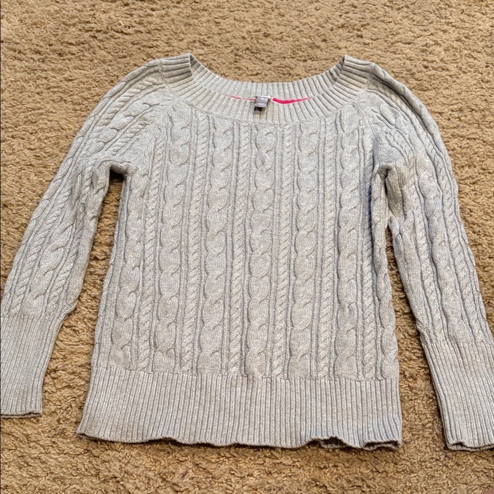 Women's Gray Cable Knit Sweater
